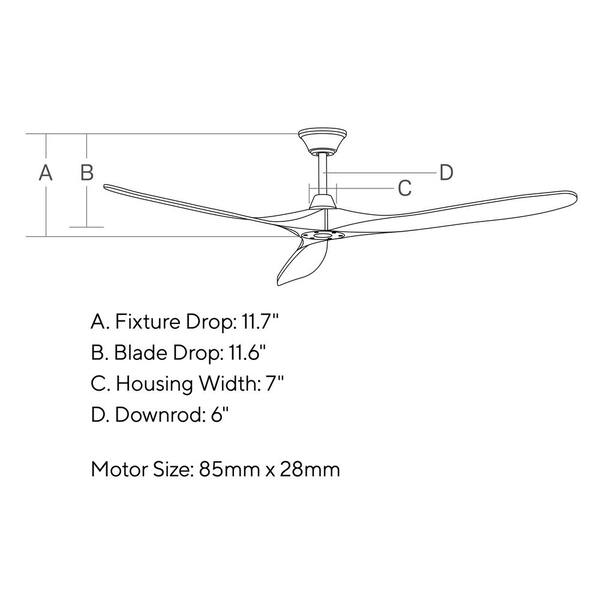 Generation Lighting - Maverick Max 70 in. Modern Indoor/Outdoor Brushed Steel Ceiling Fan with Koa Balsa Blades, DC Motor and Remote Control