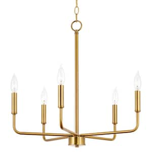 Camille 60-Watt 5-Light Warm Brass Modern Chandelier, No Bulb Included