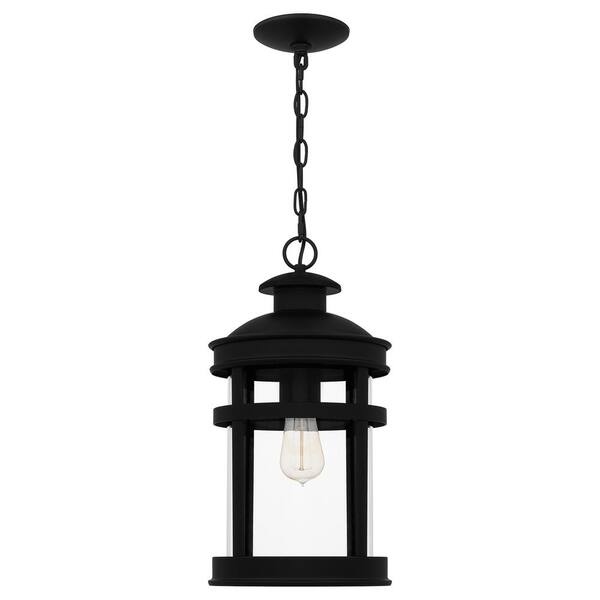 Quoizel Scout 1-Light Matte Black Outdoor Pendant Light with Clear Glass  SCO1909MBK - The Home Depot