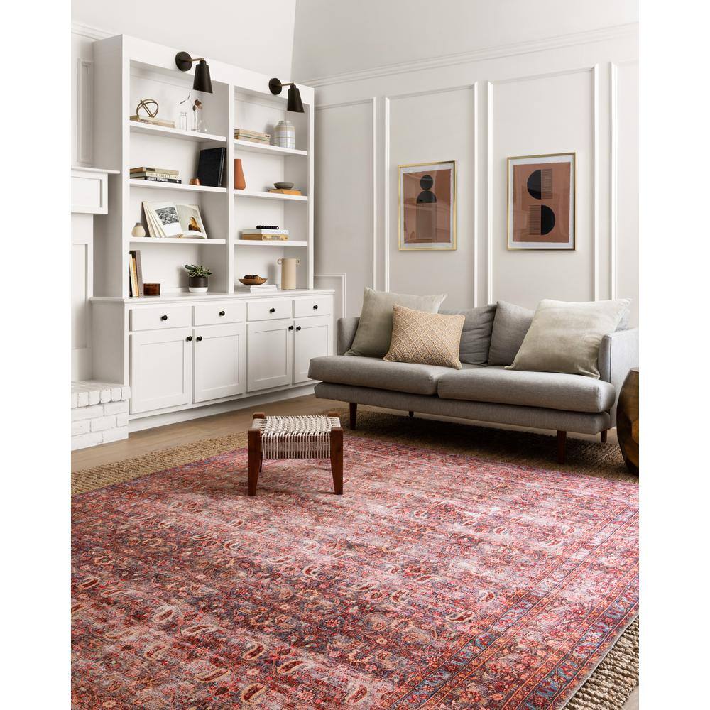 Loren Eggplant and Crimson Vintage Accent Rug
