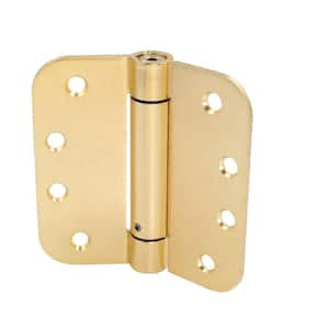 4 in. x 5/8 in. Radius Satin Brass Adjustable Spring Hinge