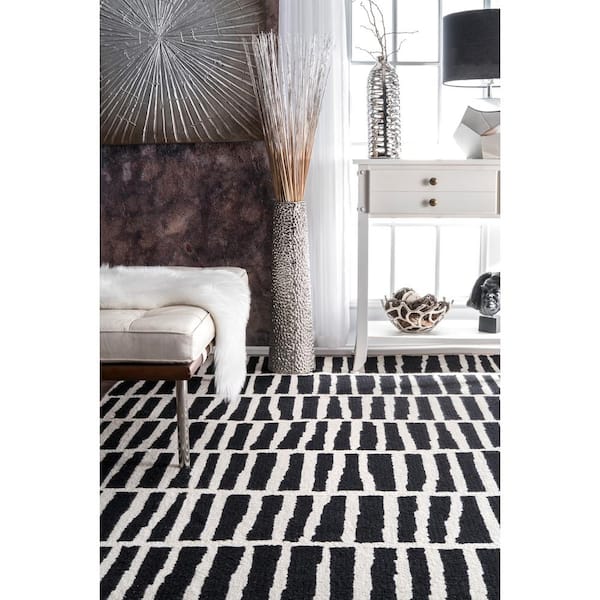 Buy Black With White Greek Carpet Bordered Carpet Modern Online in India 