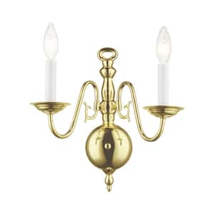 Williamsburgh 2 Light Polished Brass Wall Sconce