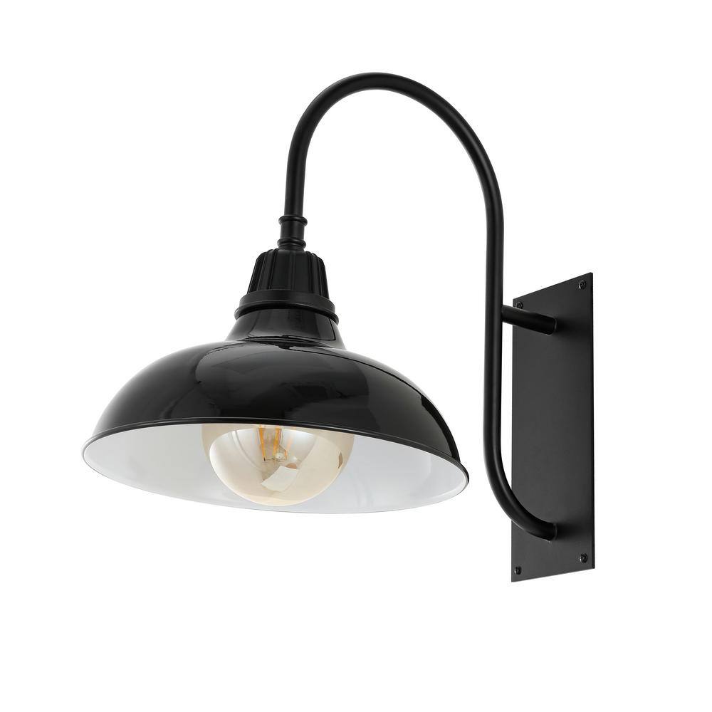 Stanley 12.25" Black Iron LED Gooseneck Arm Sconce