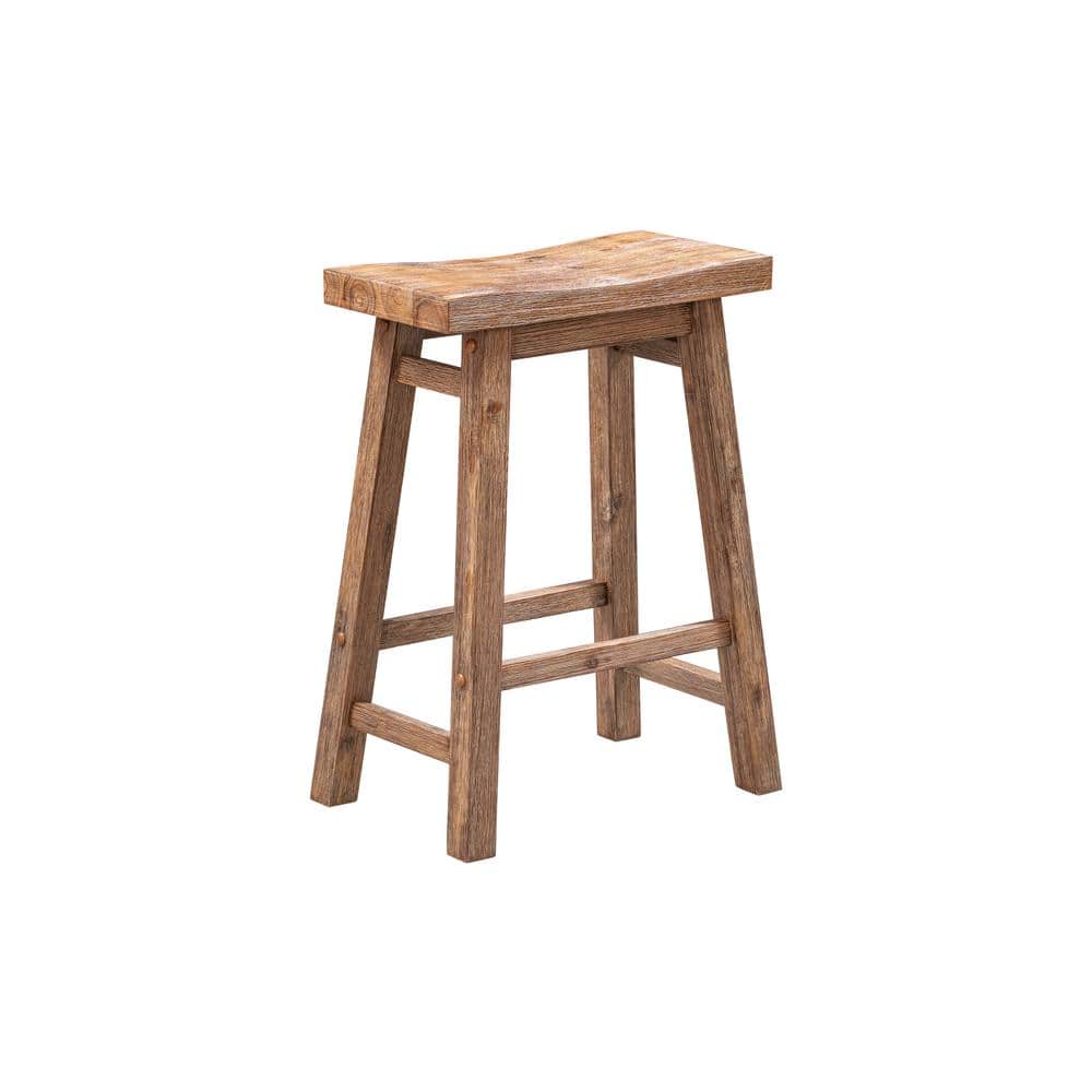 Sonoma 24" Barnwood Wire-Brush Backless Saddle Counter Stool