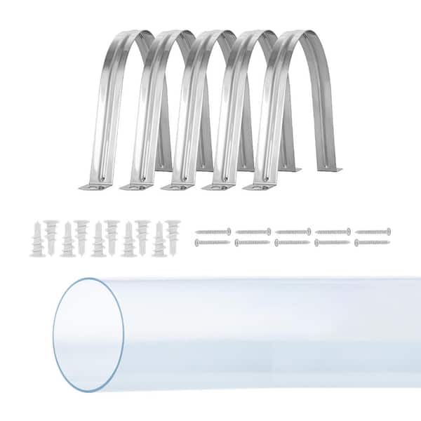 ‎POWERTEC 4 in. x 36 in. Clear PVC Pipe Long Rigid Plastic Tubing and 5 Hose Hangers for Dust Collection Systems