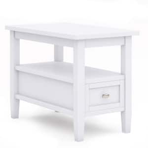 Warm Shaker Solid Wood 14 in. Wide Rectangle Transitional Narrow Side Table in White