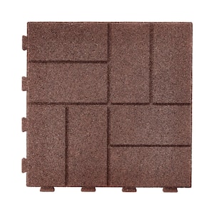 16 in. x 16 in. x 5/8 in. Red Interlocking Rubber Paver (75-Pack)