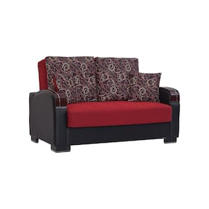 Goliath Collection Convertible 63 in. Red Chenille 2-Seater Loveseat with Storage