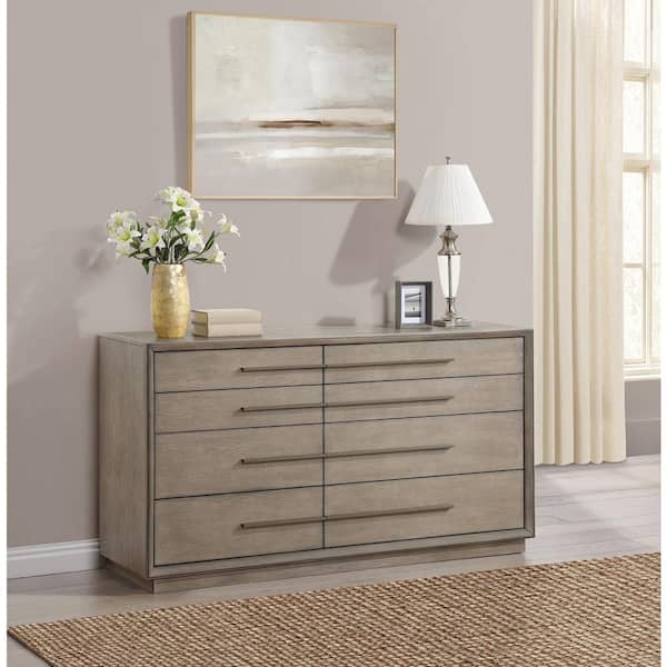 Durango Taupe Oak 8-drawer 70 in. Dresser Cabinet