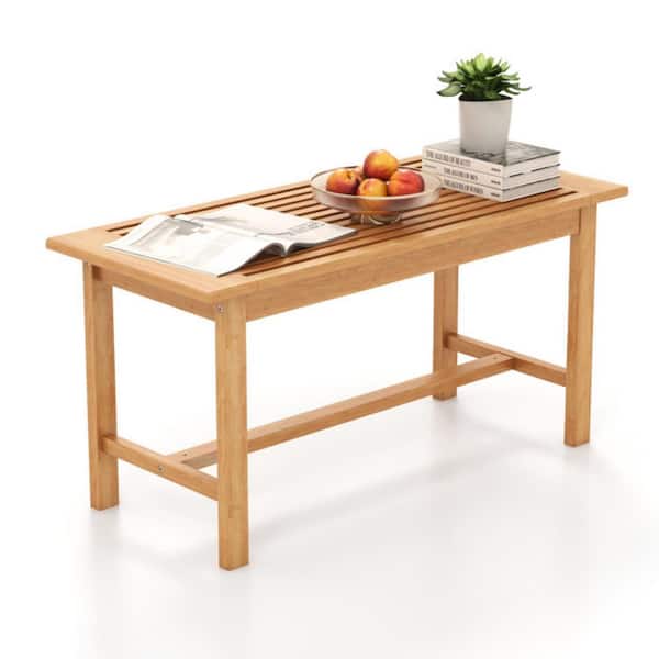 36 in. W Rectangular Teak Wood Patio Side Table Outdoor Coffee Table for Balcony, Deck or Porch