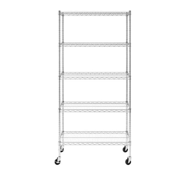 SafeRacks 72 in. H x 36 in. W x 18 in. D NSF 5-Tier Wire Chrome Shelving  Rack with Wheels WS-361872-ZW5 - The Home Depot