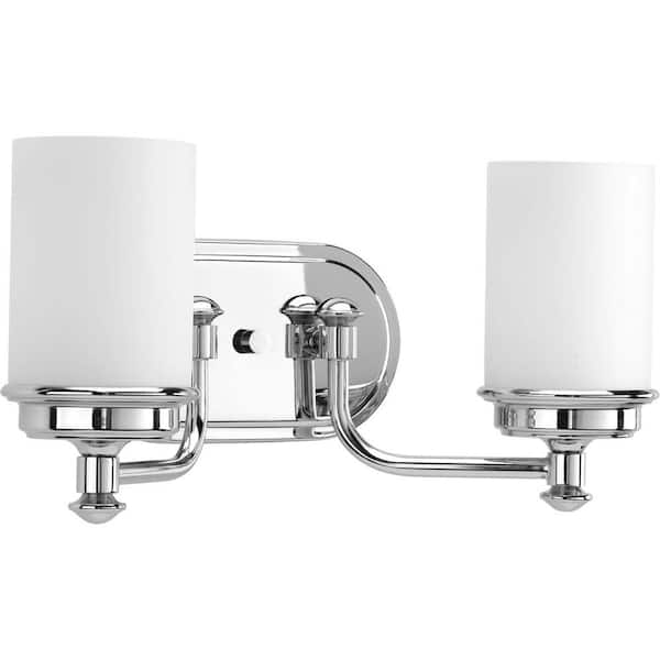 Glide Collection 2-Light Polished Chrome Etched Opal Glass Coastal Bath Vanity Light