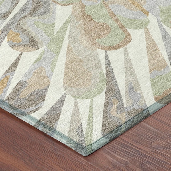 Chantille Machine Washable Indoor/Outdoor Abstract ACN2838 Ivory 2 ft. x 7 ft. Runner Rug