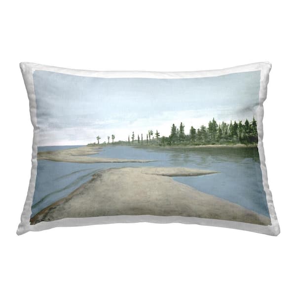 Stupell Industries Sandy Path Landscape Blue Print Polyester 14 in. x 20 in. Throw Pillow