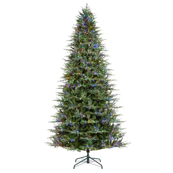 11 ft. Pre-Lit Green Full Fir Artificial Christmas Tree with 3200 Warm White/Multi-color Horse Race LED Lights