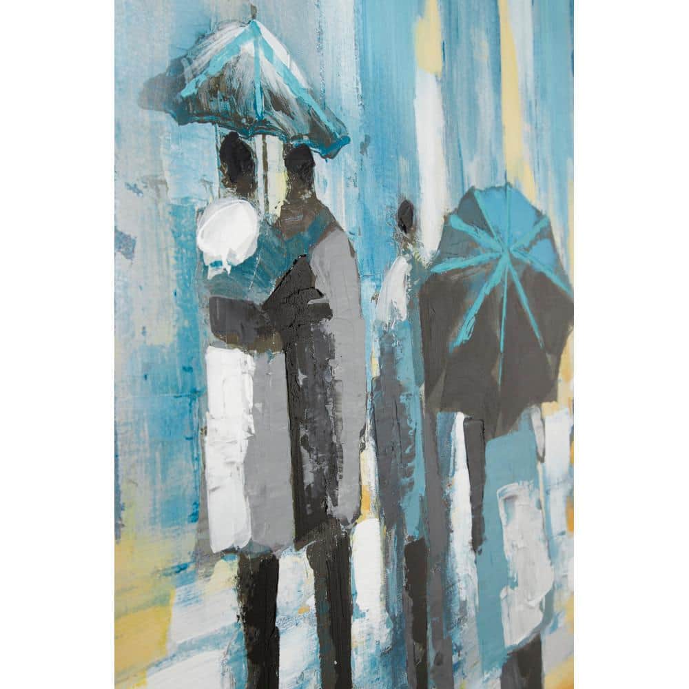 Large Blue and Gold Abstract Canvas Wall Art