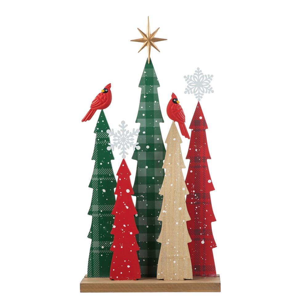 Glitzhome 23.5 in. H Wooden Christmas Tree Table Decor (KD