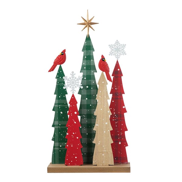 Glitzhome 23.5 in. H Wooden Christmas Tree Table Decor (KD)