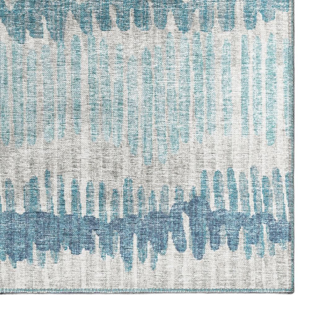 Blue Chenille Flat Woven Non-Slip Rectangular Rug 3' x 5'