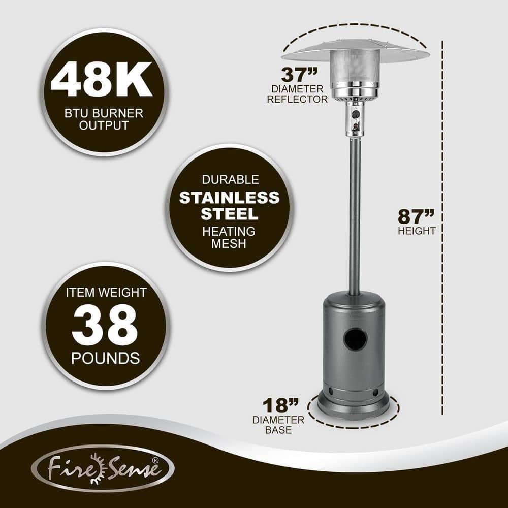 Hammered Platinum 33" x 33" Powder Coated Propane Patio Heater
