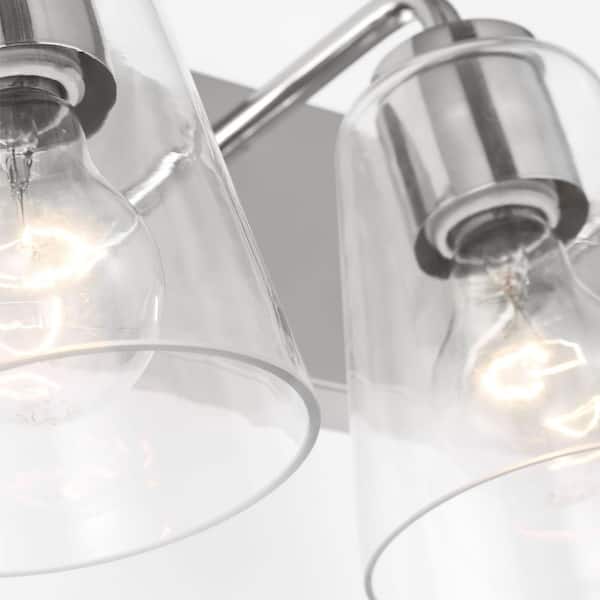 Generation Lighting - Miles 25 in. W x 8 in. H 4-Light Chrome Dimmable Extra Large Bathroom Vanity Light with No Bulbs Included