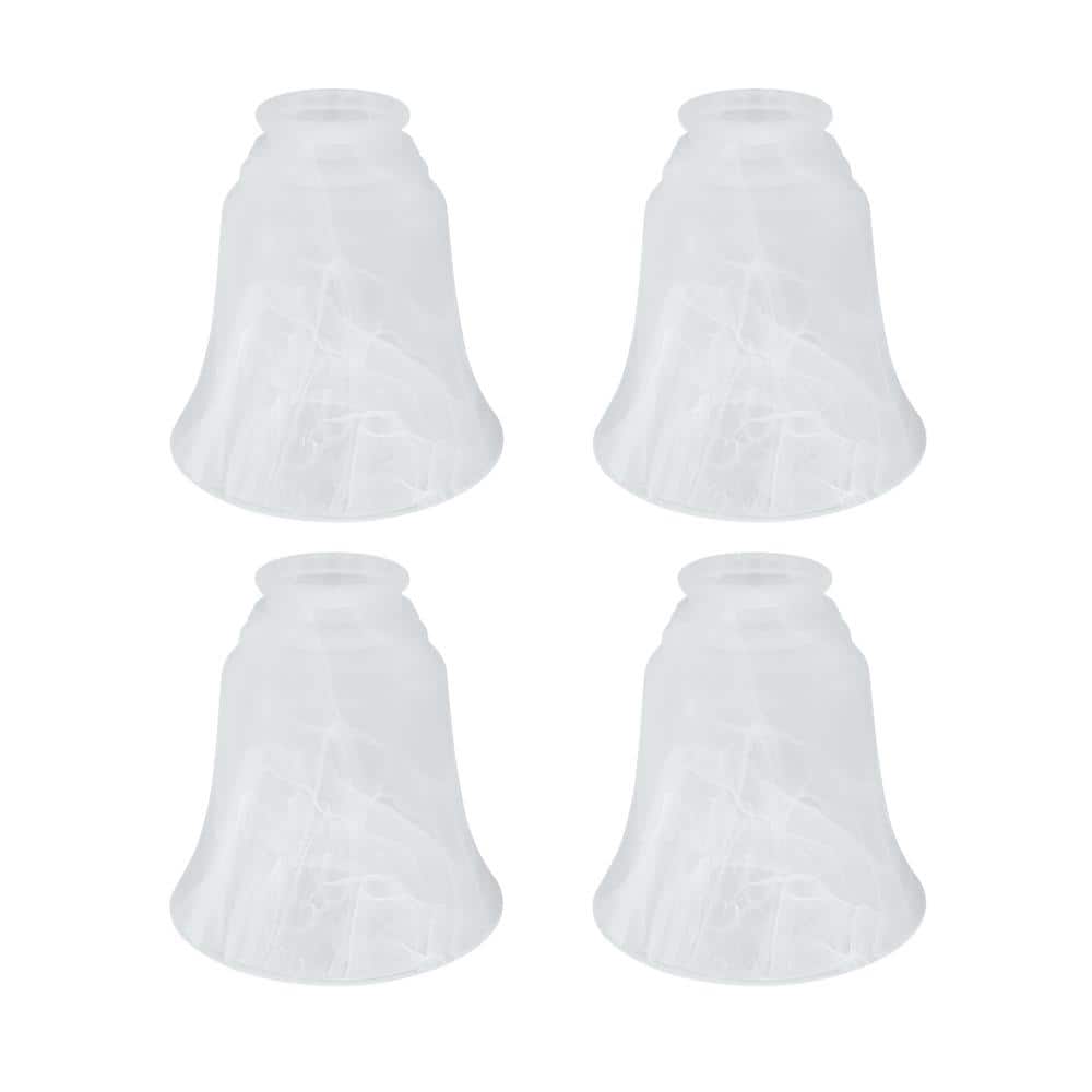 Transitional White Alabaster Bell Shaped Glass Shade Set
