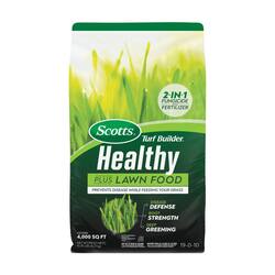 Scotts Turf Builder Healthy Plus Lawn Food, 13.70 lbs. 4,000 sq. ft, 2-in-1 Fungicide and Fertilizer, Withstands Summer Stress