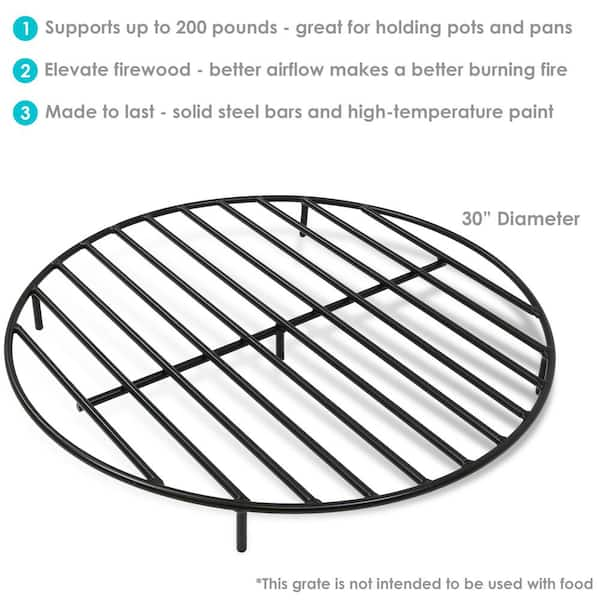 Sunnydaze 30 in. Round Steel Fire Pit Grate in Black NB-RG30-INV 