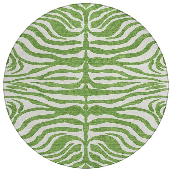 Chantille Machine Washable Indoor/Outdoor Abstract ACN1042 Green 8 ft. x 8 ft. Area Rug