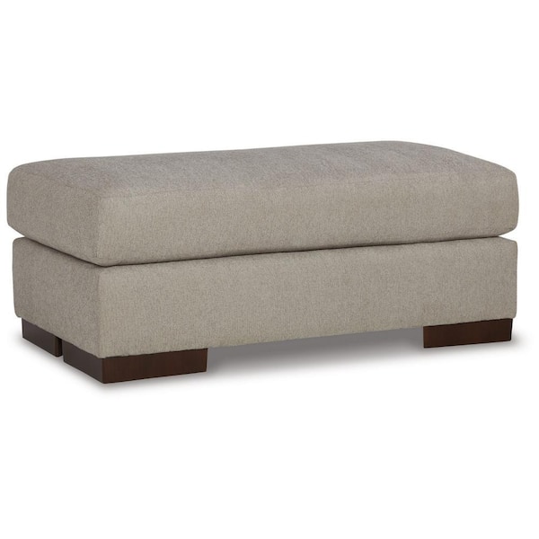 Benjara Gray Taupe and Brown Polyester Rectangle Accent Ottoman