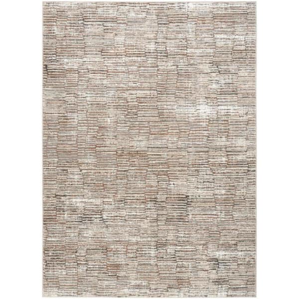 Nourison Eco-Friendly Ivory Mocha 5 ft. x 7 ft. Abstract Contemporary Area Rug