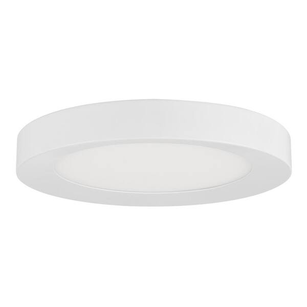 Home Decorators Collection Calloway 13 in. Matte White Integrated LED 5CCT Flush Mount