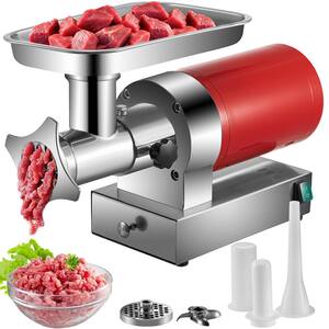 1100-Watt 661 lbs./Hour Red Electric Meat Grinder Machine 1.5-HP Sausage Kit with 2-Grinding Plates and Drawer