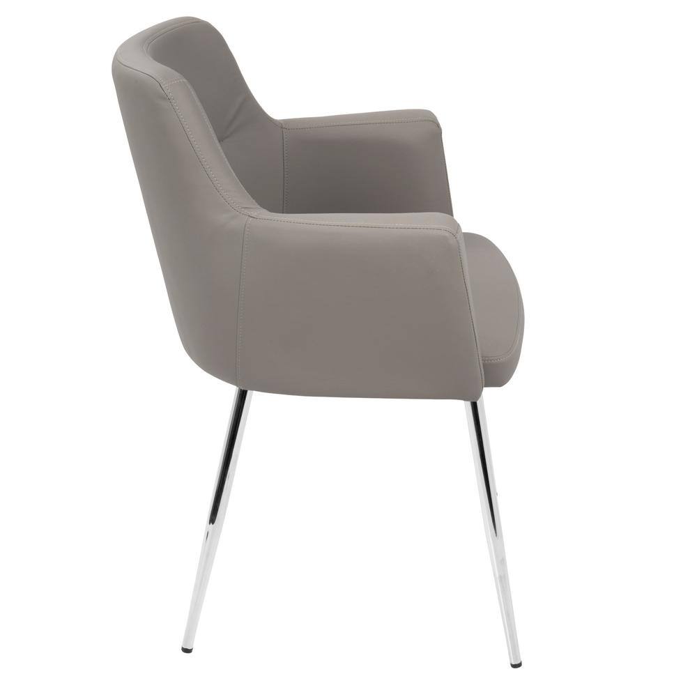 Scandinavian Gray Faux Leather Upholstered Side Chair with Metal Legs