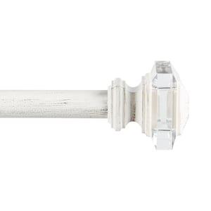 Prism 36 in. - 72 in. Adjustable 1 in. Single Curtain Rod Kit in Distressed White with Finial