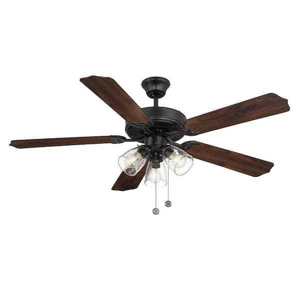 TUXEDO PARK LIGHTING 52 in. Indoor Matte Black Ceiling Fan with