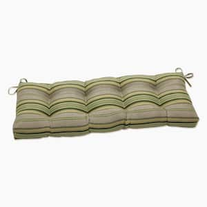 Striped Rectangular Outdoor Bench Cushion in Green