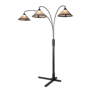 Mica 86 in. Dark Brown Arc Lamp with 3-Lights
