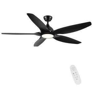 60 in. Integrated LED Indoor Black Downrod Ceiling Fan with Light Kit and 5 ABS Blades