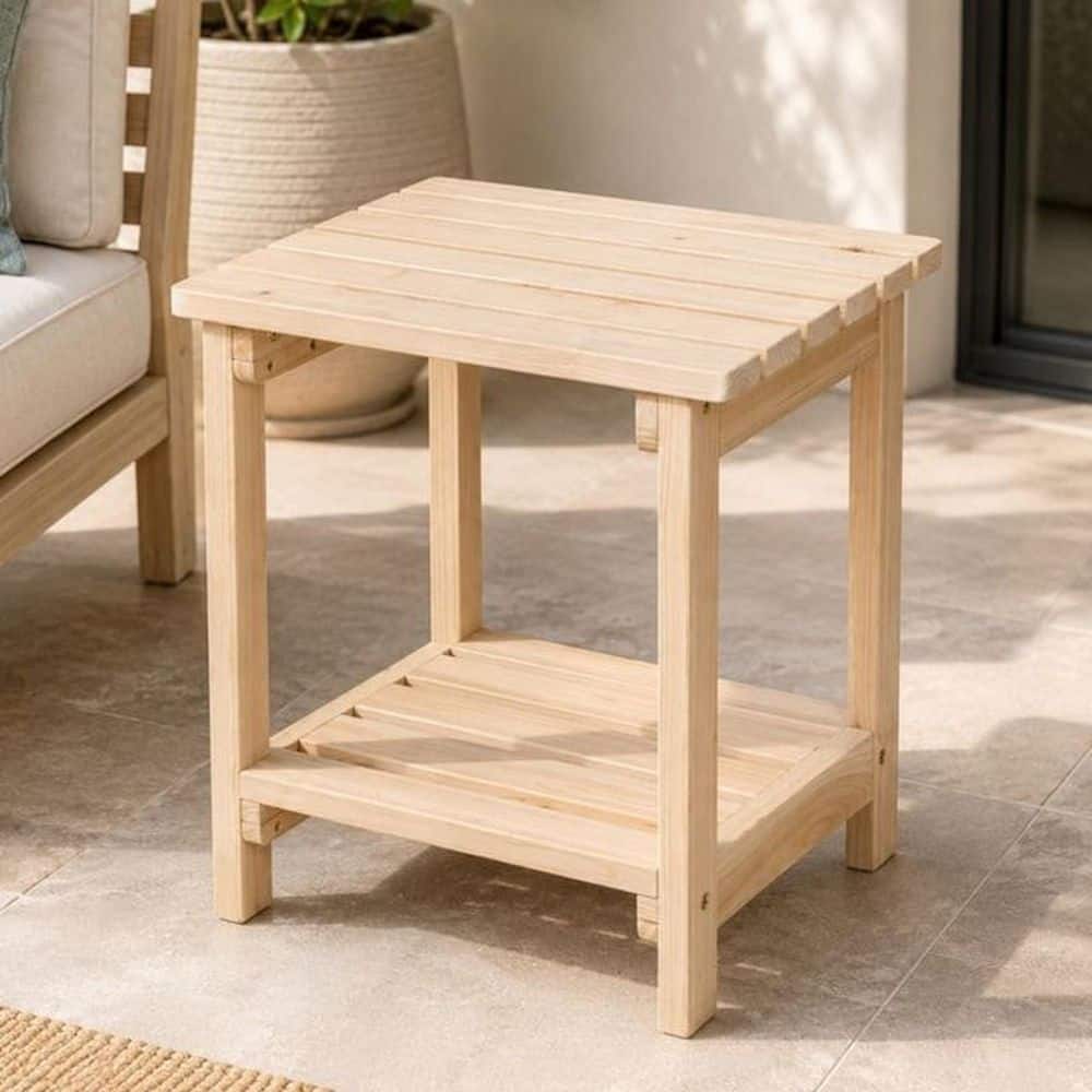 Shine Company 20 in. Tall Natural Rectangular Wood Outdoor Side