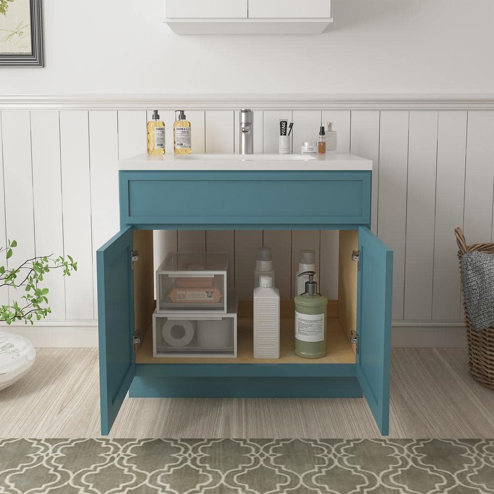Sea Green Birch Plywood Freestanding Single Base Cabinet, 36"