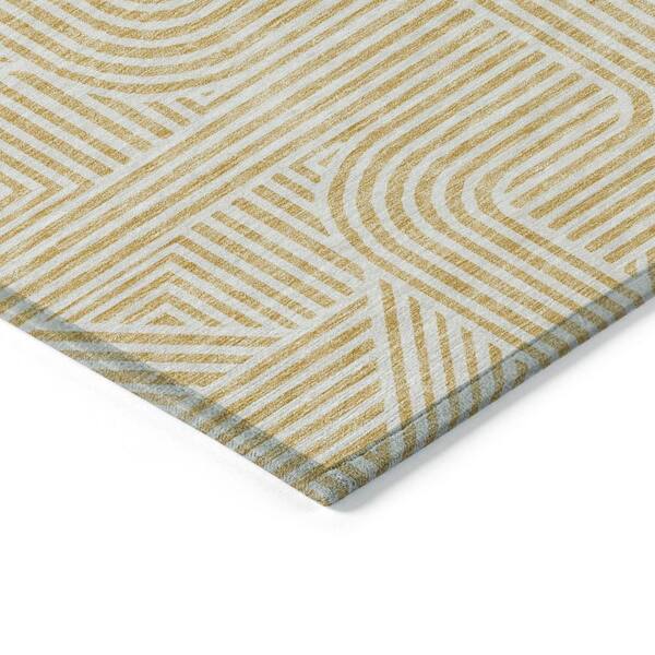 Chantille Machine Washable Indoor/Outdoor Abstract ACN917 Gold 8 ft. x 8 ft. Area Rug