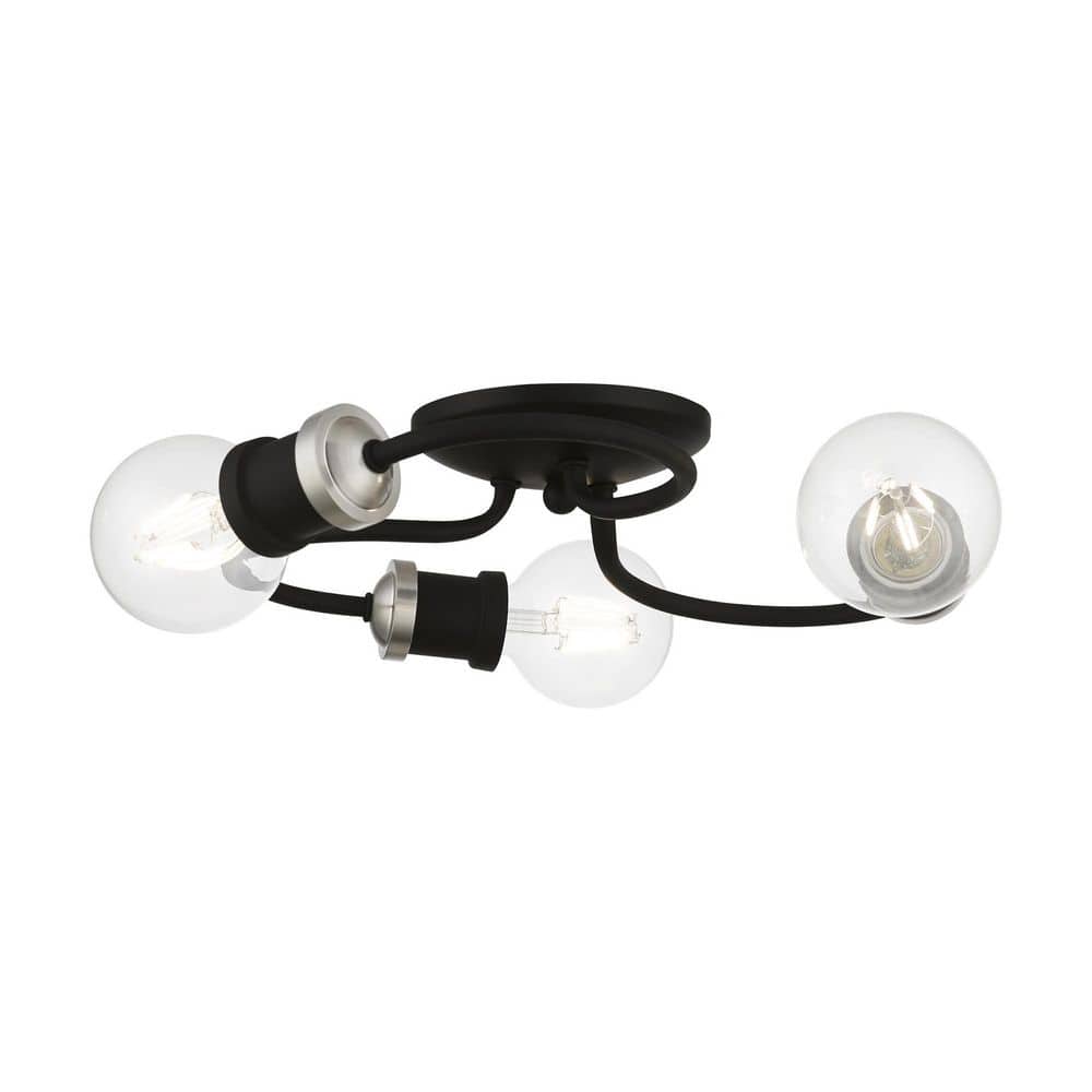 Engelmann 13 in. 3-Light Black Flush Mount with Brushed Nickel Accents price history on PriceWatchPro