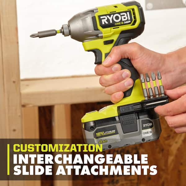 RYOBI - RAIL System Accessory Set (3-Piece) with Base, Magnetic Bit Bar Attach, 180° Magnetic Tray, (2) Screws, (4) Impact Bits