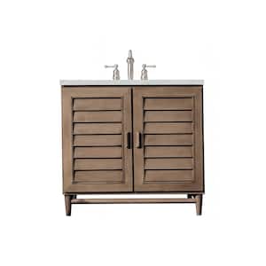 Portland 36.0 in. W x 23.5 in. D x 34.3 in. H Bathroom Vanity in Whitewashed Walnut with Ethereal Noctis Quartz Top