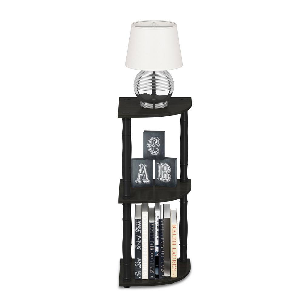 Espresso Laminated Wood 3-Tier Corner Shelving Unit