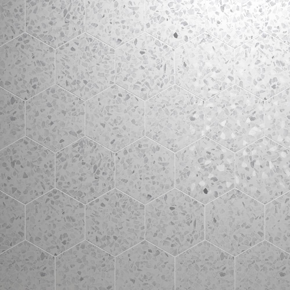 Fusion Hex Gray Terrazzo 4 in. x 0.34 in. Matte Porcelain Tile Sample price history on PriceWatchPro
