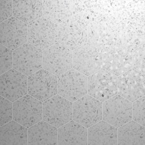 Fusion Hex Gray Terrazzo 4 in. x 0.34 in. Matte Porcelain Tile Sample