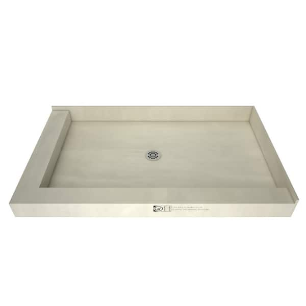 Tile Redi Redi Base 48 in. L x 42 in. W Corner Double Threshold Shower Pan Base with Center Drain in Polished Chrome